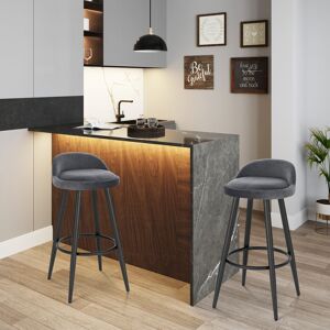 Fairmont Park Bar Stools Set Of 2 Velvet Seat Bar Chairs Breakfast Kitchen Counter Islands Metal Legs Barstools High Stools Grey 78.5cm H X 36.5cm W X 36.5cm D Fairmont Park Bar Stools Set Of 2 Velvet Seat Bar Chairs Breakfast Kitchen Counter Islands Metal Legs Barstools High Stools Grey 78.5cm H X 36.5cm W X 36.5cm D