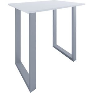 Latitude Run Xona 80 x 50cm Bar Table White/Matt brushed nickel 102cm H x 110cm W x 80cm D Latitude Run Xona 80 x 50cm Bar Table White/Matt brushed nickel 102cm H x 110cm W x 80cm D