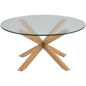 Fjørde & Co Heaven Round Coffee Table with Smoked Glass Top and Oak Legs Natural Wood 40cm H X 82cm W X 82cm D Fjørde & Co Heaven Round Coffee Table with Smoked Glass Top and Oak Legs Natural Wood 40cm H X 82cm W X 82cm D