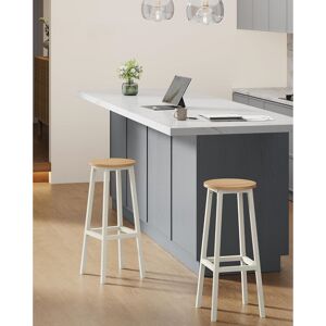 Borough Wharf Bar Stools Set Of 2, Kitchen Stools, Bar Chairs With Metal Frame And Footrest, Easy To Assemble, 74 Cm High, For Kitchen, Living Room, Dining Room Natural/White 74cm H X 32cm W X 32cm D Borough Wharf Bar Stools Set Of 2, Kitchen Stools, Bar Chairs With Metal Frame And Footrest, Easy To Assemble, 74 Cm High, For Kitchen, Living Room, Dining Room Natural/White 74cm H X 32cm W X 32cm D
