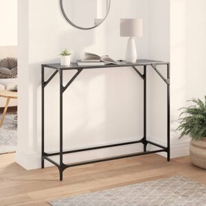 17 Stories Console Table With Transparent Glass Top 80X35x81 Cm Steel Black Glass 81cm H x 98cm W x 35cm D 17 Stories Console Table With Transparent Glass Top 80X35x81 Cm Steel Black Glass 81cm H x 98cm W x 35cm D