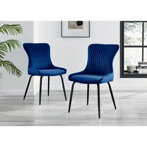 Corrigan Studio Illman Luxury Velvet Upholstered Dining Chair - Elegant Modern Deco Style Blue/Black 87cm H X 48cm W X 59cm D Corrigan Studio Illman Luxury Velvet Upholstered Dining Chair - Elegant Modern Deco Style Blue/Black 87cm H X 48cm W X 59cm D