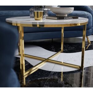 Fairmont Park Swinyer Cross Legs Coffee Table White/Gold 44cm H X 70cm W Fairmont Park Swinyer Cross Legs Coffee Table White/Gold 44cm H X 70cm W