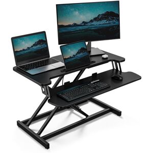 VonHaus Height Adjustable Black Standing Desk Converter Black 80cm W X 40cm D VonHaus Height Adjustable Black Standing Desk Converter Black 80cm W X 40cm D