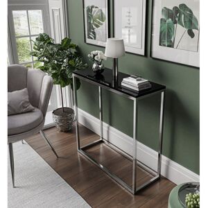 Zipcode Design Burmaster Console Table Modern Black/Silver 80cm H x 80cm W x 30cm D Zipcode Design Burmaster Console Table Modern Black/Silver 80cm H x 80cm W x 30cm D