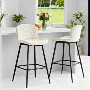 George Oliver Modern 62cm Upholstered Velvet Curved Bar Stool Beige 90cm H X 48cm W X 49cm D George Oliver Modern 62cm Upholstered Velvet Curved Bar Stool Beige 90cm H X 48cm W X 49cm D