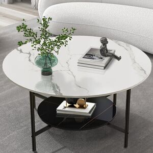Ivy Bronx 2 Tier Marble Round Coffee Table 4 Legs End Table Sofa Side Table Living Room White 47.5cm H X 80cm W X 80cm D Ivy Bronx 2 Tier Marble Round Coffee Table 4 Legs End Table Sofa Side Table Living Room White 47.5cm H X 80cm W X 80cm D