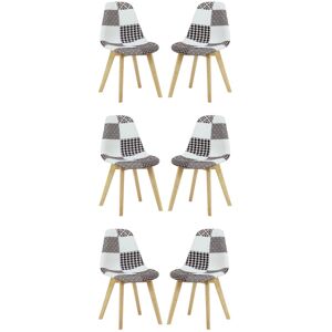Isabelline Greenough Fabric Upholstered Back Side Chair in Black/White Solid Wooden Legs Natural Wood 83cm H X 47cm W X 42cm D Isabelline Greenough Fabric Upholstered Back Side Chair in Black/White Solid Wooden Legs Natural Wood 83cm H X 47cm W X 42cm D