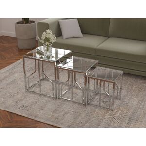 Metro Danaria Glass Top Nest Of Tables Clear 47.5cm H X 45cm W X 40.5cm D Metro Danaria Glass Top Nest Of Tables Clear 47.5cm H X 45cm W X 40.5cm D