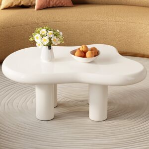 Metro Guyii Cream Style Cloud Coffee Table, Free Shape Center Table with 4 Legs White 38.8cm H X 91cm W X 63cm D Metro Guyii Cream Style Cloud Coffee Table, Free Shape Center Table with 4 Legs White 38.8cm H X 91cm W X 63cm D