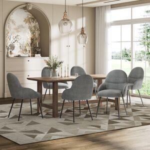 George Oliver Antin Upholstered Dining Chair With Ergonomic Back And Metal Legs Grey Linen 87cm H X 55cm W X 60cm D George Oliver Antin Upholstered Dining Chair With Ergonomic Back And Metal Legs Grey Linen 87cm H X 55cm W X 60cm D