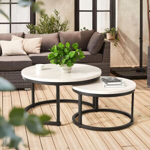 17 Stories 2in1 Round Coffee Table Set Modern Nesting Style End Table Light Grey 45cm H X 105cm W X 60cm D 17 Stories 2in1 Round Coffee Table Set Modern Nesting Style End Table Light Grey 45cm H X 105cm W X 60cm D