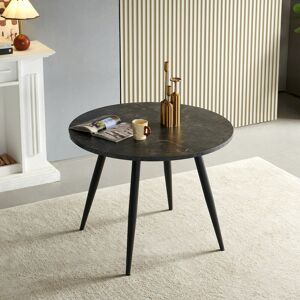 Metro Darcell 100cm Round Dining Table with Marble Effect Top Marble Black Metro Darcell 100cm Round Dining Table with Marble Effect Top Marble Black