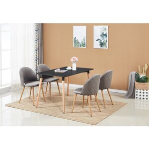 Norden Home Totnes 4 Person Dining set - a Rectangular Plastic Dining Table with Wooden Legs and a Set of 4 Quilted Velvet Dining Chairs for Dining Room - Modern Grey/Black Norden Home Totnes 4 Person Dining set - a Rectangular Plastic Dining Table with Wooden Legs and a Set of 4 Quilted Velvet Dining Chairs for Dining Room - Modern Grey/Black