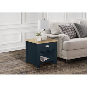 August Grove Napanoch Side Table with Storage Navy Blue/Oak 48cm H X 44.6cm W X 44.6cm D August Grove Napanoch Side Table with Storage Navy Blue/Oak 48cm H X 44.6cm W X 44.6cm D