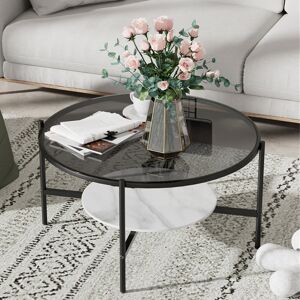 Fairmont Park Ylve Cross Legs Coffee Table with Storage Black/Grey 47.5cm H X 80cm W X 203.2cm D Fairmont Park Ylve Cross Legs Coffee Table with Storage Black/Grey 47.5cm H X 80cm W X 203.2cm D