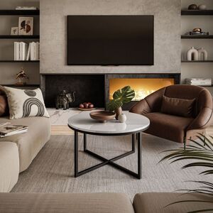 Borough Wharf Elona Cross Legs Coffee Table Black/High Gloss White 45.6cm H X 70cm W Borough Wharf Elona Cross Legs Coffee Table Black/High Gloss White 45.6cm H X 70cm W