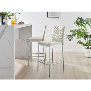 Fairmont Park Milton Luxury Breakfast Bar Stool in Quilted Design Velvet Silver Leg - Modern Chic Kitchen Cream 97cm H X 40cm W X 50cm D Fairmont Park Milton Luxury Breakfast Bar Stool in Quilted Design Velvet Silver Leg - Modern Chic Kitchen Cream 97cm H X 40cm W X 50cm D