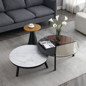 Corrigan Studio Kennedy Sintered Stone Coffee Table With Steel Base Black;Brown;White 36.5cm H X 85cm W X 85cm D Corrigan Studio Kennedy Sintered Stone Coffee Table With Steel Base Black;Brown;White 36.5cm H X 85cm W X 85cm D