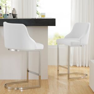 Metro 66Cm Faux Leather Upholstered Counter & Bar Stool White 93cm H X 47.5cm W X 52cm D Metro 66Cm Faux Leather Upholstered Counter & Bar Stool White 93cm H X 47.5cm W X 52cm D
