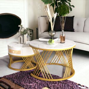 Fairmont Park Helenie Frame Coffee Table with Storage White 45.5cm H x 70cm L x 70cm W Fairmont Park Helenie Frame Coffee Table with Storage White 45.5cm H x 70cm L x 70cm W