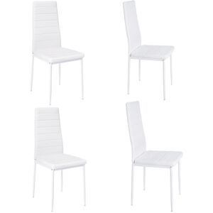 Wade Logan Etzel Set of 4 Modern Faux Leather Armless High Back Dining Chairs White 92cm H X 40cm W X 40cm D Wade Logan Etzel Set of 4 Modern Faux Leather Armless High Back Dining Chairs White 92cm H X 40cm W X 40cm D