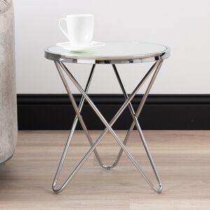 Metro Ducharme Sofa Side Table for Living Room Furniture, 50cm Metal Bedside Table, Glass Top End Table Mirror 50cm H X 45cm W X 45cm D Metro Ducharme Sofa Side Table for Living Room Furniture, 50cm Metal Bedside Table, Glass Top End Table Mirror 50cm H X 45cm W X 45cm D