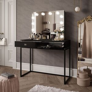 Brayden Studio Anashima Dressing Table Black/Black high gloss/White crystal 81cm H X 100cm W X 42cm D Brayden Studio Anashima Dressing Table Black/Black high gloss/White crystal 81cm H X 100cm W X 42cm D