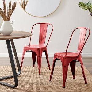 Borough Wharf Honora Classic Industrial Metal Dining Chair - Style Bold Colour Stackable Side Chair Red 84cm H X 45cm W X 51cm D Borough Wharf Honora Classic Industrial Metal Dining Chair - Style Bold Colour Stackable Side Chair Red 84cm H X 45cm W X 51cm D