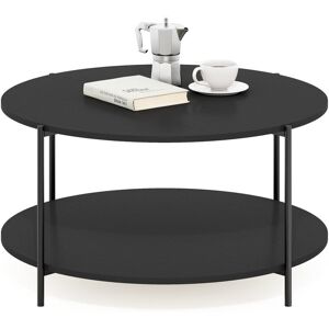 Metro Furinno Besi 2-Tier Modern Round Coffee Table Table with Sturdy Metal Legs Americano 42.16cm H X 82.3cm W X 82.3cm D Metro Furinno Besi 2-Tier Modern Round Coffee Table Table with Sturdy Metal Legs Americano 42.16cm H X 82.3cm W X 82.3cm D
