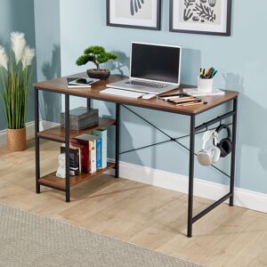 Borough Wharf Stanton Computer Desk Adjustable Shelves Storage Hook Home Office Workstation Brown 75cm H X 120cm W X 60cm D Borough Wharf Stanton Computer Desk Adjustable Shelves Storage Hook Home Office Workstation Brown 75cm H X 120cm W X 60cm D