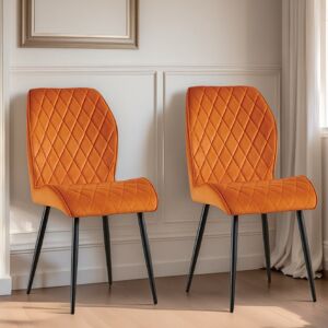 Corrigan Studio Cassara Modern Velvet Upholstered Large Dining Chair Orange 91cm H X 49cm W X 60cm D Corrigan Studio Cassara Modern Velvet Upholstered Large Dining Chair Orange 91cm H X 49cm W X 60cm D
