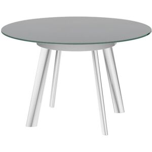 Ivy Bronx Glass Swivel Extending Dining Table Grey Ivy Bronx Glass Swivel Extending Dining Table Grey