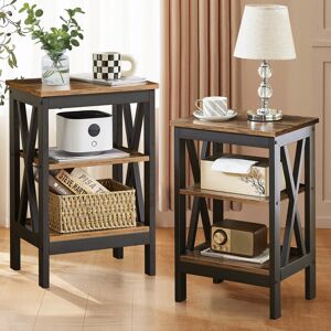 Borough Wharf 3 Tier Nightstand with Storage, Metal X-Design Frame End Side Table, Modern Bedside Table, Sturdy and Stable for Living Room, Bedroom Brown 62cm H X 40cm W X 30cm D Borough Wharf 3 Tier Nightstand with Storage, Metal X-Design Frame End Side Table, Modern Bedside Table, Sturdy and Stable for Living Room, Bedroom Brown 62cm H X 40cm W X 30cm D