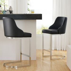 Metro 66Cm Faux Leather Upholstered Counter & Bar Stool Black 93cm H X 47.5cm W X 52cm D Metro 66Cm Faux Leather Upholstered Counter & Bar Stool Black 93cm H X 47.5cm W X 52cm D