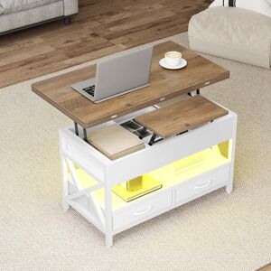 Borough Wharf Lift Top Extendable Coffee Table with Storage White/Grey Wood 51.5cm H X 90cm W X 50cm D Borough Wharf Lift Top Extendable Coffee Table with Storage White/Grey Wood 51.5cm H X 90cm W X 50cm D