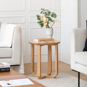 17 Stories Sarves Solid Wood Cross Legs Side Table Blonde Natural 50.75cm H X 45.75cm W X 45.75cm D 17 Stories Sarves Solid Wood Cross Legs Side Table Blonde Natural 50.75cm H X 45.75cm W X 45.75cm D