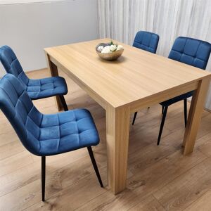 17 Stories Dining Set of 4 Oak Effect Dining Table and 4 Velvet Chairs Dining Room Furniture Blue 4 17 Stories Dining Set of 4 Oak Effect Dining Table and 4 Velvet Chairs Dining Room Furniture Blue 4