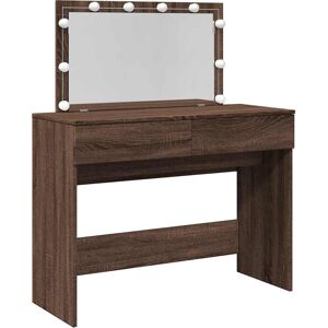 Metro Dressing Table With LED 100X40x130 Cm Brown Oak 120cm H X 100cm W X 40cm D Metro Dressing Table With LED 100X40x130 Cm Brown Oak 120cm H X 100cm W X 40cm D