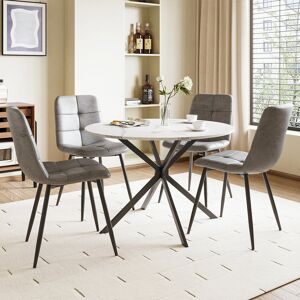 Norden Home Dining Table And Chairs Set Of 4, Folding Round Dining Table With 4 Chairs For Dining Room,Kitchen,Living Room White/Grey 4 Norden Home Dining Table And Chairs Set Of 4, Folding Round Dining Table With 4 Chairs For Dining Room,Kitchen,Living Room White/Grey 4