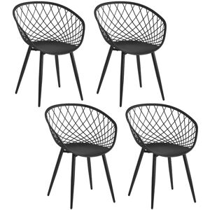 George Oliver Dining Table Set Of 4, Plastic Dining Chairs With Armrests, Ergonomic Kitchen Chairs For Dining Room & Living Room (Black) Black 83cm H X 43cm W X 47.5cm D George Oliver Dining Table Set Of 4, Plastic Dining Chairs With Armrests, Ergonomic Kitchen Chairs For Dining Room & Living Room (Black) Black 83cm H X 43cm W X 47.5cm D