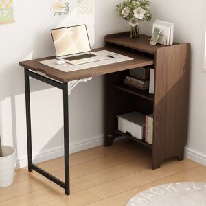 Borough Wharf Folding Desk Cabinet With Storage Shelves, Space Saving Compact Writing Desk For Small Spaces Living Room Bedroom Home Office, Walnut Finish (99w X 53 Brown 74cm H X 99cm W X 53cm D Borough Wharf Folding Desk Cabinet With Storage Shelves, Space Saving Compact Writing Desk For Small Spaces Living Room Bedroom Home Office, Walnut Finish (99w X 53 Brown 74cm H X 99cm W X 53cm D