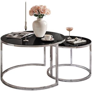 Latitude Run Perryton Frame 2 Piece Coffee Table Chrome/Black 47cm H X 70cm W X 70cm D Latitude Run Perryton Frame 2 Piece Coffee Table Chrome/Black 47cm H X 70cm W X 70cm D
