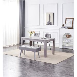 Fairmont Park Dining Table and 2 Chairs And Bench Oak Effect Wood Table 1 Grey Velvet Chairs Dining Room Grey 75" H x 140" L x 80" W Fairmont Park Dining Table and 2 Chairs And Bench Oak Effect Wood Table 1 Grey Velvet Chairs Dining Room Grey 75" H x 140" L x 80" W