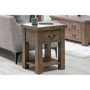 Alpen Home Deloris Solid Wood End Table with Built-In Outlets Brown 60cm H X 51cm W X 41cm D Alpen Home Deloris Solid Wood End Table with Built-In Outlets Brown 60cm H X 51cm W X 41cm D