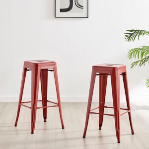Borough Wharf Honora Classic Industrial Metal Breakfast Bar Stool - Style Bold Colour Stackable Red 76cm H X 43cm W X 43cm D Borough Wharf Honora Classic Industrial Metal Breakfast Bar Stool - Style Bold Colour Stackable Red 76cm H X 43cm W X 43cm D