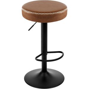 17 Stories Swivel bar stool, round stool height-adjustable, kitchen stool with footrest, counter stool with metal frame, counter stool with vintage imitation lea Brown 38.5cm W X 38.5cm D 17 Stories Swivel bar stool, round stool height-adjustable, kitchen stool with footrest, counter stool with metal frame, counter stool with vintage imitation lea Brown 38.5cm W X 38.5cm D