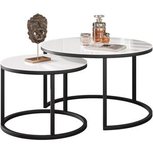 Latitude Run Perryton Frame 2 Piece Coffee Table Black/White 47cm H X 70cm W X 70cm D Latitude Run Perryton Frame 2 Piece Coffee Table Black/White 47cm H X 70cm W X 70cm D