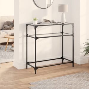 Latitude Run Console Table With Glass Top Steel Transparent 81cm H x 80cm W x 35cm D Latitude Run Console Table With Glass Top Steel Transparent 81cm H x 80cm W x 35cm D