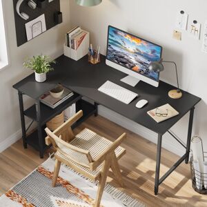 Borough Wharf L-Shaped Desk (120 or 140cm x 90cm) Corner Desk with Adjustable Shelves by Aliff Black 74cm H x 140cm W x 90cm D Borough Wharf L-Shaped Desk (120 or 140cm x 90cm) Corner Desk with Adjustable Shelves by Aliff Black 74cm H x 140cm W x 90cm D